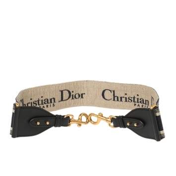 Pre Owned Dior Navy Blue Logo Embroidered Canvas Book Shoulder Strap