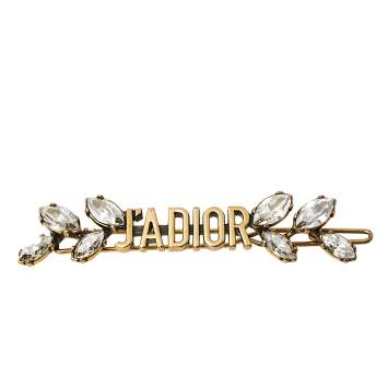 Pre Owned Dior J'adior Aged Gold Tone Crystal Laurier Barrette