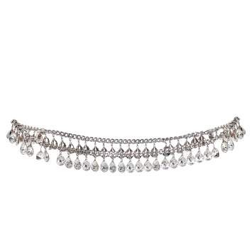 Pre Owned Dior Silver Tone Crystal Embellished Chain Belt 90 CM