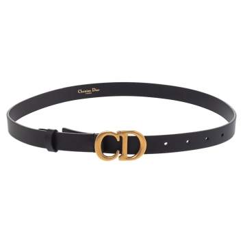 Pre Owned Dior Black Ultrasmooth Leather Saddle Belt 75