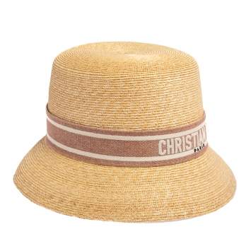 Pre Owned Dior Beige Straw Small Brim Dioresort Hat Size 57