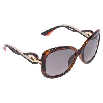 Pre Owned Dior Brown Tortoise Acetate Dior Twisting Oversized Sunglasses