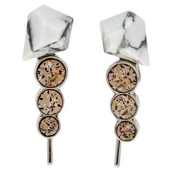 Pre Owned Dior Howlite & Crystal Climber Earrings