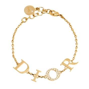 Pre Owned Dior Gold Tone Crystal Dio(r)evolution Bracelet 