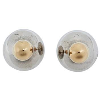 Pre Owned Dior Two Tone Mise En Dior Tribales Stud Earrings