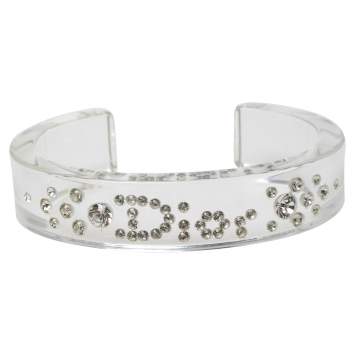 Pre Owned Dior Clear Resin Crystal Cuff Bracelet 