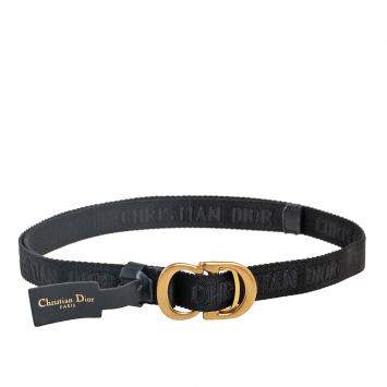 Pre Owned Dior Black Canvas and Leather CD Logo Slim Belt L