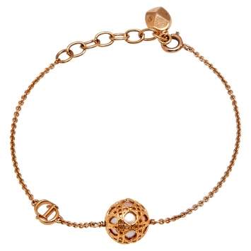 Pre Owned Dior Secret Cannage Faux Pearl Rose Gold Tone Bracelet