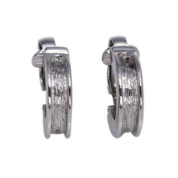 Pre Owned Dior Vintage Brushed Silver Tone Half Hoop Clip-on Earrings