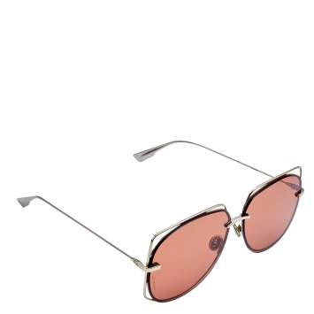 Pre Owned Dior Silver Tone/Brown 3YG2M Aviator Sunglasses
