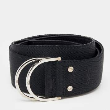 Pre Owned Dior Black Canvas And Leather D-Ring Belt M