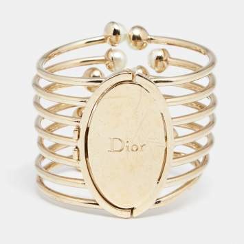 Pre Owned Dior Gold Tone Diorific Cuff Bracelet M