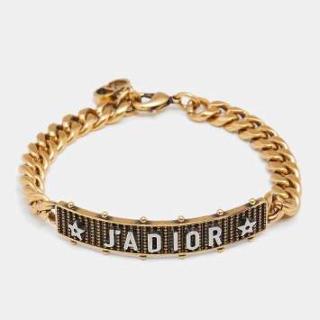 Pre Owned Dior J'Adior Antique Two Tone Curb Chain Bracelet