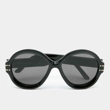 Pre Owned Dior Black/ Grey DiorSignature R1U Round Sunglasses