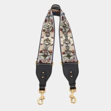 Pre Owned Dior Multicolor Embroidered Canvas and Leather Studded Shoulder Bag Strap