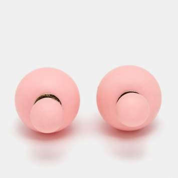 Pre Owned Dior Mise En Dior Tribales Matte Pink Gold Tone Metal Stud Earrings