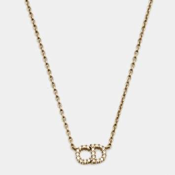 Pre Owned Dior Clair D Lunes Crystals Gold Tone Metal Necklace