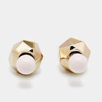 Pre Owned Dior Mise En Dior Tribales Enamel Resin Gold Tone Stud Earrings