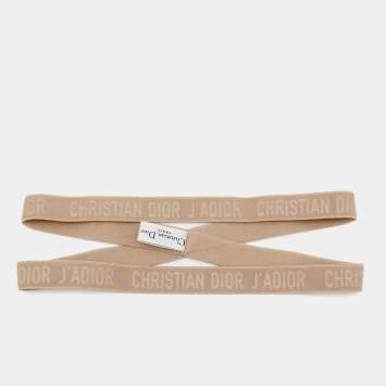 Pre Owned Christian Dior Beige J'Adior Elasticized Double Loop Headband