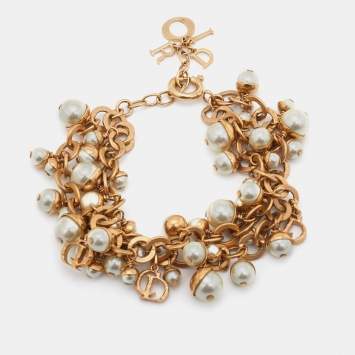 Pre Owned Dior Gold Tone Mise en Dior Layered Bracelet