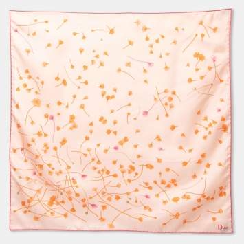 Pre Owned Dior Blush Pink Floral Printed Silk Scarf