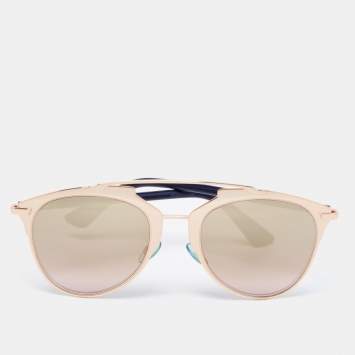 Pre Owned Dior Rose Gold Tone Prism Mirrored DiorReflected Aviator Sunglasses
