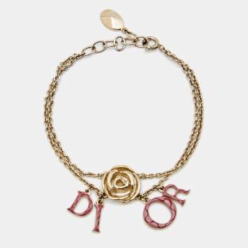Pre Owned Dior Enamel Gold Tone Bracelet