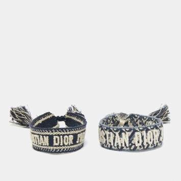 Pre Owned Dior Indigo Cotton Friendship Bracelets Set of 2