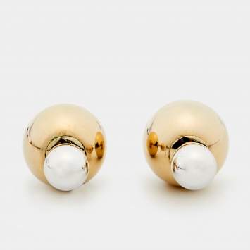Pre Owned Dior Tribales Two Tone Stud Earrings