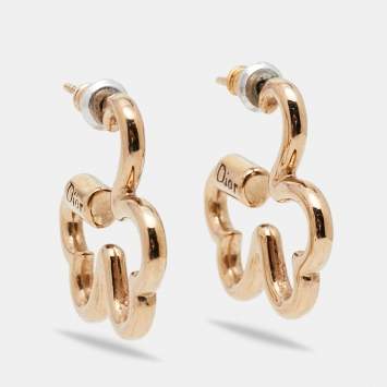 Pre Owned Dior Clover Heart Gold Tone Earrings
