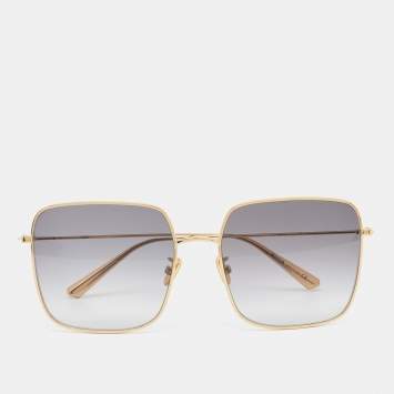 Pre Owned Dior Gold Tone/Grey DiorStellaire SU Square Sunglasses