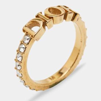 Pre Owned Dior Diorevolution Crystals Gold Tone Ring Size 52