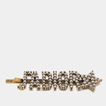 Pre Owned Dior Aged Gold Tone J'adior Embellished Hair Pin