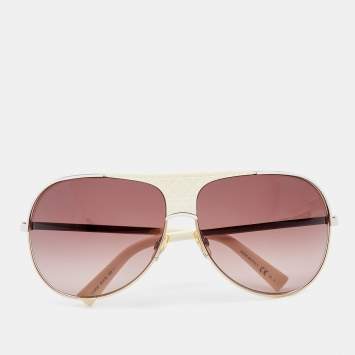 Pre Owned Dior White & Gold Tone/Brown Gradient MyLadyDior8 Aviator Sunglasses