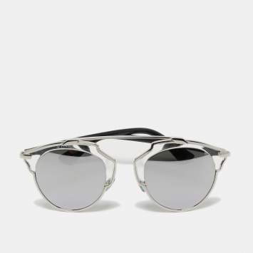Pre Owned Dior Silver Tone/ Grey Mirrored APPDC DiorSoReal Aviator Sunglasses