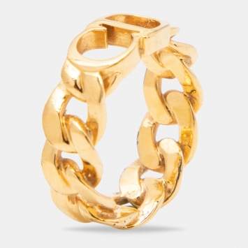 Pre Owned Dior Danseuse Etoile Gold Tone Ring Size M