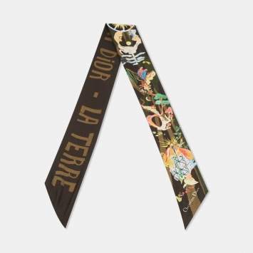 Pre Owned Dior Olive Green La Terre Silk Bandeau 