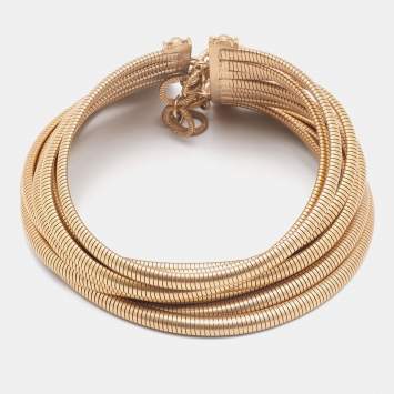 Pre Owned Christian Dior Vintage Gold Tone Multilayered Choker Necklace