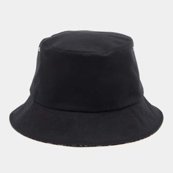 Pre Owned Christian Dior Black Oblique Teddy-D Brim Reversible Bucket Hat 57