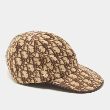 Pre Owned Dior Vintage Beige Oblique Canvas Baseball Cap