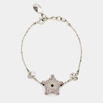 Pre Owned Dior Star Crystals SIlver Tone Bracelet