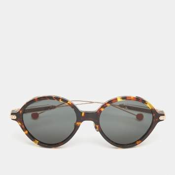 Pre Owned Dior Brown/Gold Tortoise Umbrage Round Sunglasses