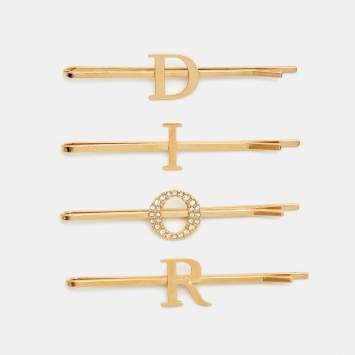 Pre Owned Dior Logo Crystals Hair Clip
