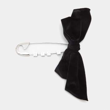 Pre Owned Dior Saftey Pin Velvet Silver Tone Brooch