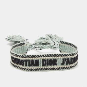 Pre Owned Dior J'Adior Green Embroidered Cotton Bracelet