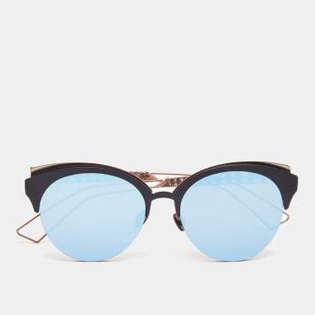 Pre Owned Dior Black/Blue Mirrored Diorama Club Cat Eye Sunglasses