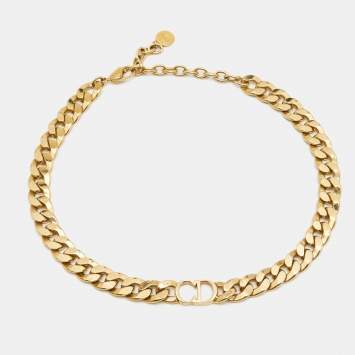Pre Owned Dior Danseuse Étoile  Gold Tone Chain Link Choker Necklace