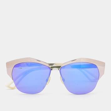 Pre Owned Dior Mirrored Blue & Green / Rose Metal Tone I24TE Geometric Sunglasses
