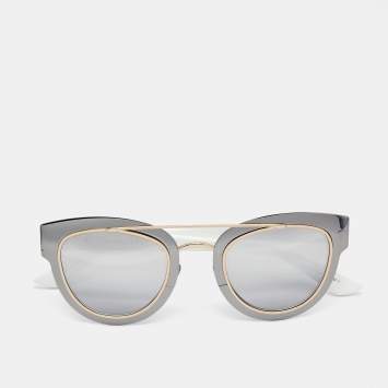 Pre Owned Dior White/Silver Dior Chromic Mirror Cat Eye Sunglasses