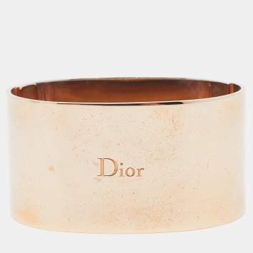 Pre Owned Dior Two Tone Closed Wide Cuff Bracelet 